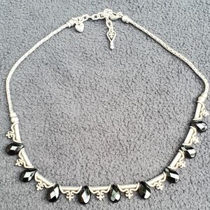 Brighton Silver Necklace with Black Teardrops